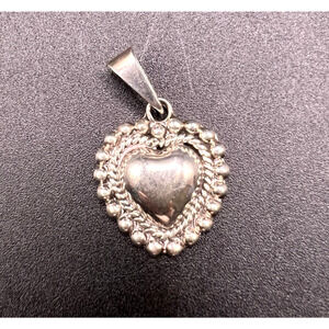 Vintage TAXCO Sterling Silver Heart Studded Pendant Mexico